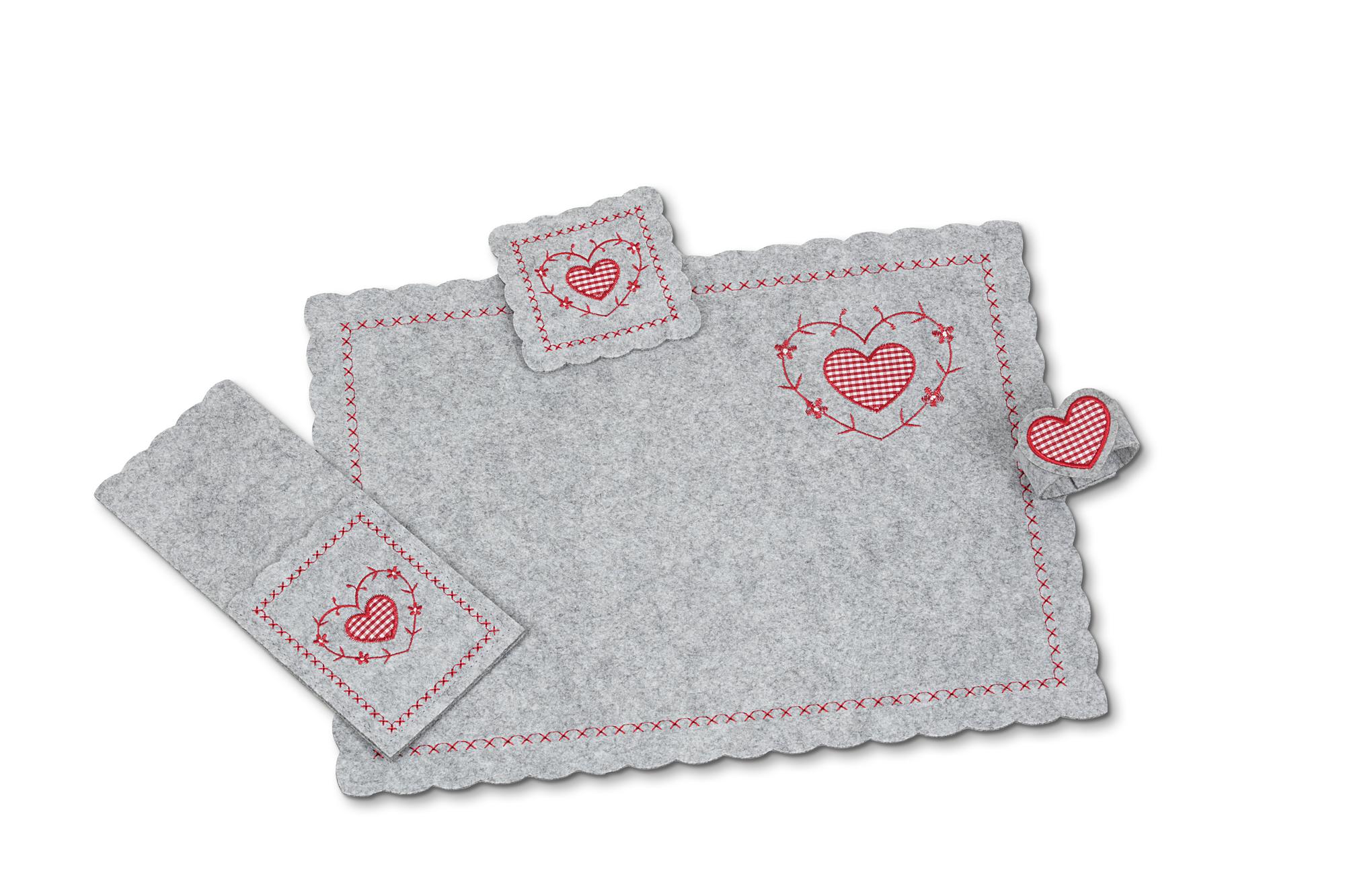 Sample subscription package with embroidered patches